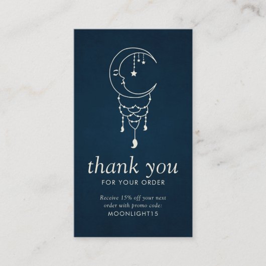 Carte De Visite Moon Dreamcatcher Marine Blue Business Merci (Devant)
