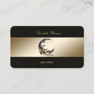 Carte De Visite Moon Feather Gold Black Yoga Studio