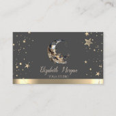 Carte De Visite Moon Feather Gold Stars Yoga Studio (Devant)