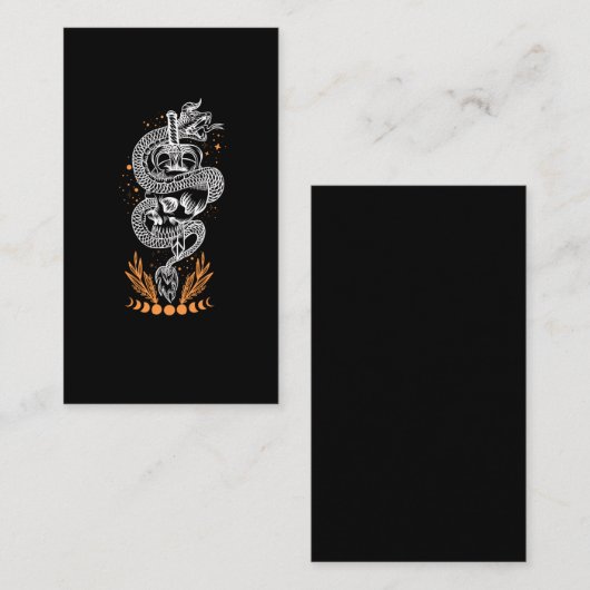 Carte De Visite Moon Phases Serpent Crâne épée Occulte (Devant / Derrière)