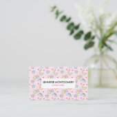 Carte De Visite Moon, Stars and Clouds Pattern on Rose (Debout devant)