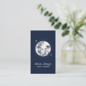 Carte De Visite Moon & Stars Elégant Navy Blue Event Planning (Debout devant)