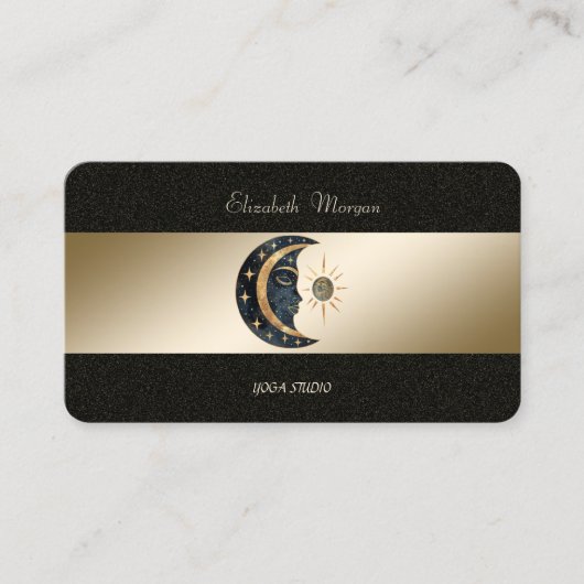 Carte De Visite Moon Sun Gold Black Yoga Studio (Devant)