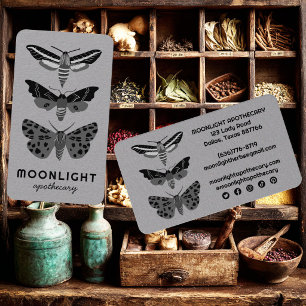 Carte De Visite Moonlight MOTHS Apothicaire Gothique Herboriste