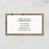 Carte De Visite Morceau de couverture d'image en bois (Dos)