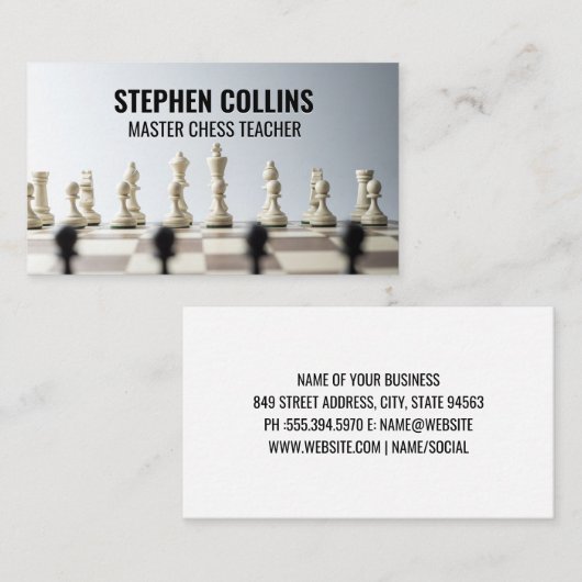 Carte De Visite Morceaux d'échecs à bord (Devant / Derrière)