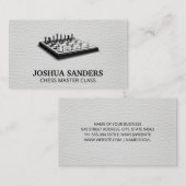 Carte De Visite Morceaux d'échecs à bord | Arrière - plan en cuir (Devant / Derrière)