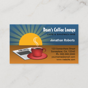 Carte De Visite Morning News Sunrise Blue Brown Café Shop Café Caf