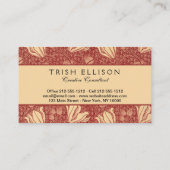 Carte De Visite Morris Inspiré Lily Flower Botanique Rouge Textile (Dos)