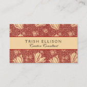 Carte De Visite Morris Inspiré Lily Flower Botanique Rouge Textile (Devant)