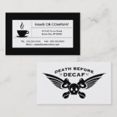 Carte De Visite mort avant café décaf (Devant / Derrière)
