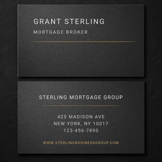 Carte De Visite Mortgage Broker Black Professional 