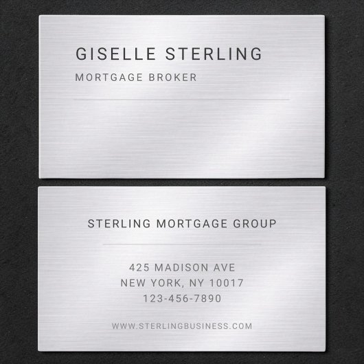 Carte De Visite Mortgage Broker Silver Metallic Professional