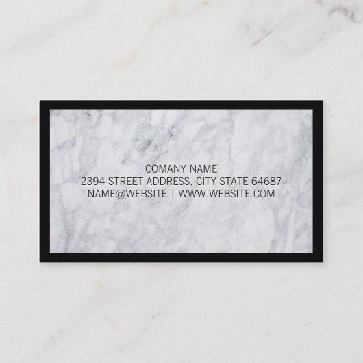 Carte De Visite Mortier et pilon | Bordure noire Marbre blanc (Dos)