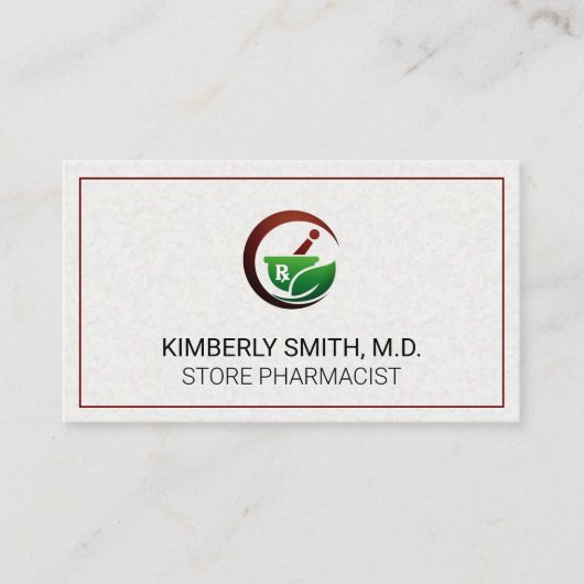 Carte De Visite Mortier et pilon | Icône Laisser Rx (Devant)