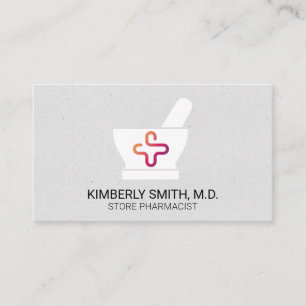Carte De Visite Mortier et Pilon Pharmacien Logo de Médicament
