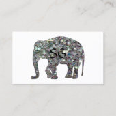 Carte De Visite Mosaïque argentée brillante Monogramme éléphant su (Dos)