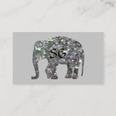 Carte De Visite Mosaïque argentée étincelante Monogramme éléphant  (Dos)