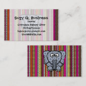 Carte De Visite Mosaïque circulaire d'éléphant funky avec des rayu (Devant / Derrière)