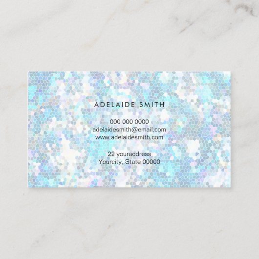 Carte De Visite mosaïque de parties scintillant bleue simulée (Dos)
