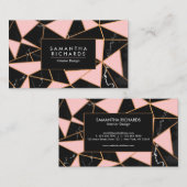 Carte De Visite Mosaïque géométrique rose et marbre (Devant / Derrière)