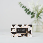 Carte De Visite Mosaïque noire blanche et Abstraite dorée (Debout devant)