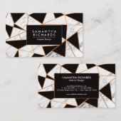 Carte De Visite Mosaïque noire blanche et Abstraite dorée (Devant / Derrière)