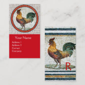 CARTE DE VISITE MOSAÏQUES ROMAINES ANTIQUE / MONOGRAMME ROOSTER, R (Devant / Derrière)