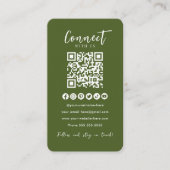 Carte De Visite Moss Green QR Code Se Connecter Aux Médias Sociaux (Devant)