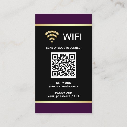 Carte De Visite Mot de passe réseau Wifi de code QR personnalisé m (Devant)
