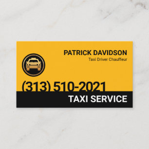Carte De Visite Moteur de taxi minimaliste unique en noir jaune