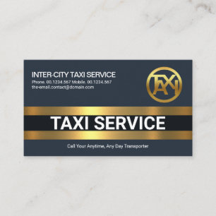 Carte De Visite Moteur de taxi pour taxi Tab simple Bold Gold Line