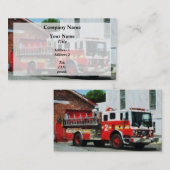Carte De Visite Moteur d'incendie devant la caserne d'incendie (Devant / Derrière)