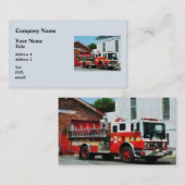 Carte De Visite Moteur d'incendie devant la caserne d'incendie (Devant / Derrière)