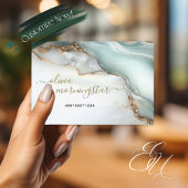 Carte De Visite Mother of Pearl Teal Gold Fluid Alcohol Ink