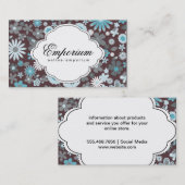 Carte De Visite Motif à fleurs cutesy (bleu) (Devant / Derrière)