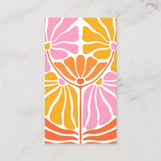 Carte De Visite Motif à fleurs rétro Boho (Devant)