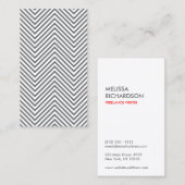 Carte De Visite Motif à la mode et hanche gris/blanc Chevron (Devant / Derrière)