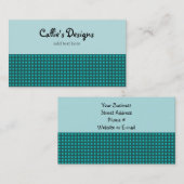 Carte De Visite Motif à petits carreaux sarcelle et aqua (Devant / Derrière)