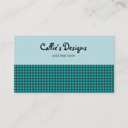 Carte De Visite Motif à petits carreaux sarcelle et aqua (Devant)