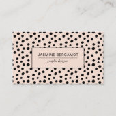 Carte De Visite Motif à points dispersés Rose Pâle Noir (Devant)