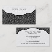 Carte De Visite Motif à points floraux noir et blanc rétro (Devant / Derrière)