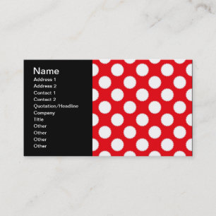 Carte De Visite Motif à points polka rouge et blanc brillant