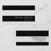 Carte de visite Motif à rayures noir élégant (Devant / Derrière)