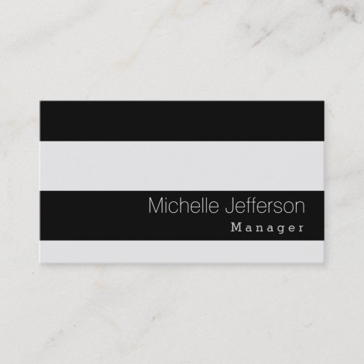 Carte de visite Motif à rayures noir élégant (Devant)