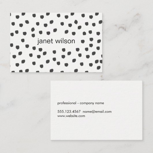 Carte De Visite motif à texture tachetée chic (Devant / Derrière)