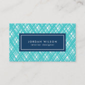 Carte De Visite Motif Abstrait de traits de ligne turquoise (Devant)