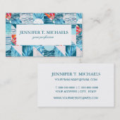 Carte De Visite Motif abstrait géométrique turquoise tropical (Devant / Derrière)