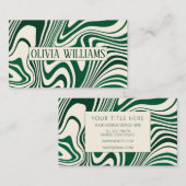 Carte De Visite Motif Abstrait Retro Green (Devant / Derrière)