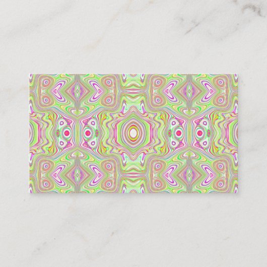 Carte De Visite Motif Abstrait Trippy Retro Rose et Lime Green (Devant)
